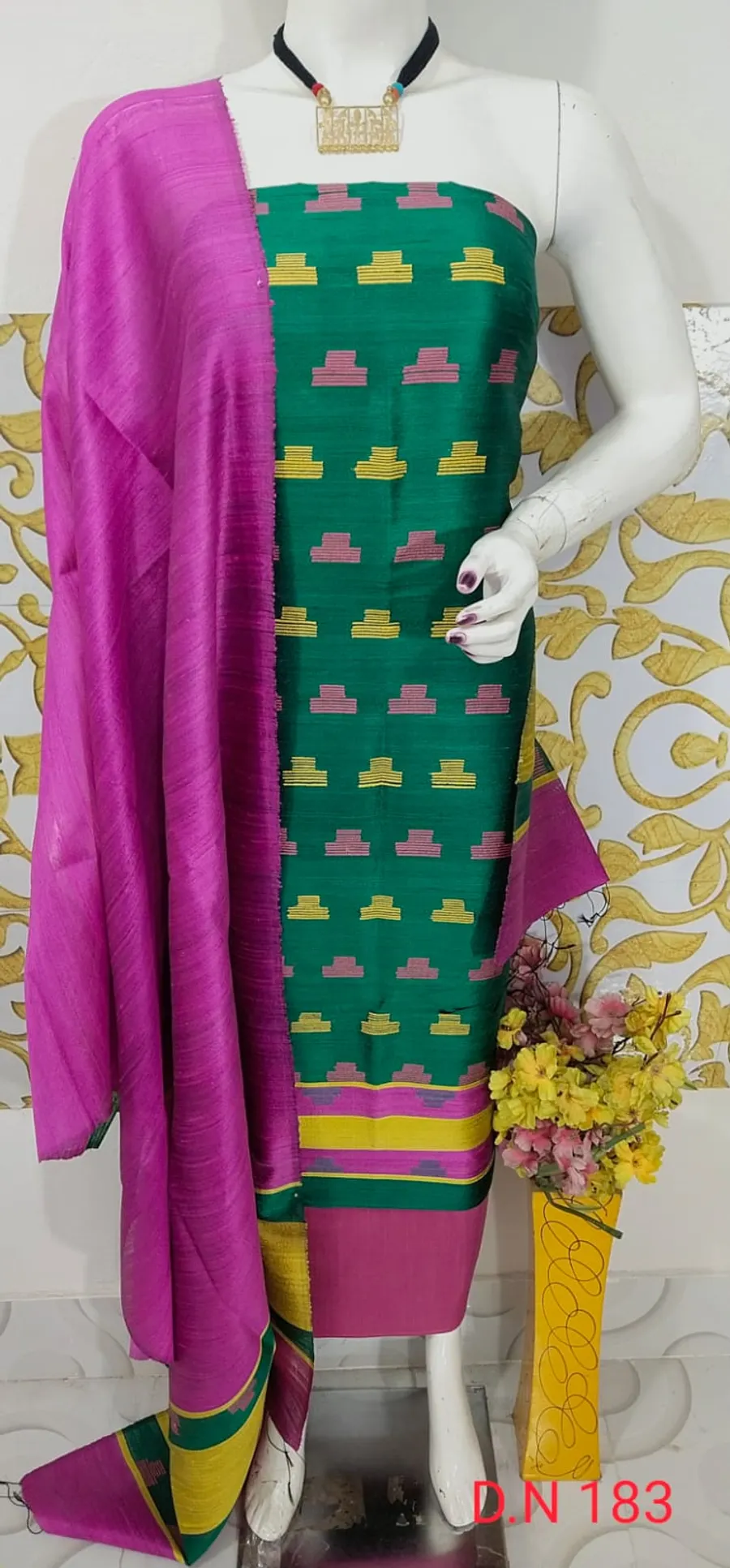Traditional Tussar Dupion Silk Suit Material for Women